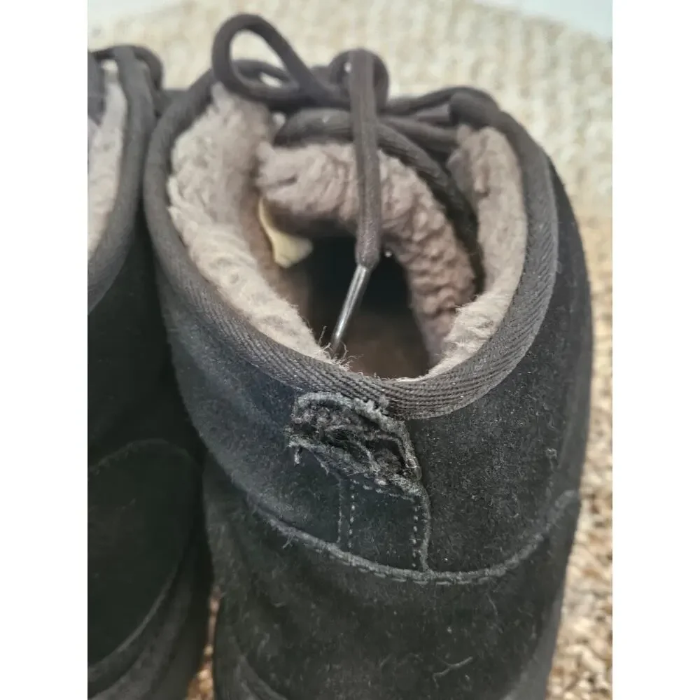 UGG Neumel Chukka Boots Men’s 10 Black Suede Shearling Lined 3236